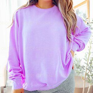 Comfort Colors 1466 Sweatshirt, Neon Violet Blank Comfort Colors Sweatshirt